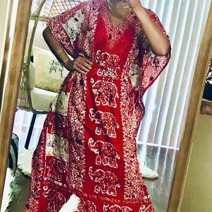 Kaftan/Summer Dress/Swim Cover-Up RED